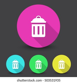 White Delete icon in different colors set