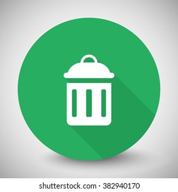 White Delete icon with long shadow on green circle