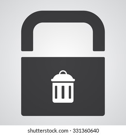 White Delete icon on black pad lock