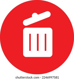 White delete or trash icon inside red circle. best use for web and mobile application