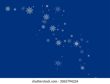 White delicate openwork snowflakes are scattered on a blue background. Festive background, postcard design, wallpaper