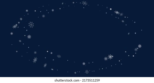 White delicate openwork snowflakes are scattered on a blue background. Festive background, postcard design, wallpaper