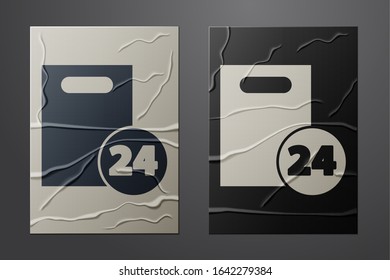 White Delivery with cardboard boxes icon isolated on crumpled paper background. Door to door delivery by courier. Paper art style. Vector Illustration