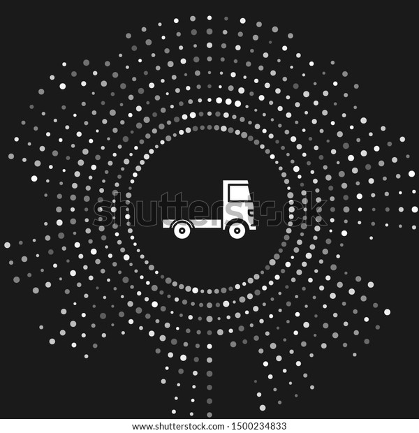 White\
Delivery cargo truck vehicle icon isolated on grey background.\
Abstract circle random dots. Vector\
Illustration