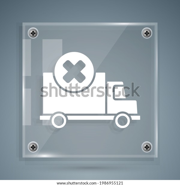 White Delivery\
cargo truck vehicle icon isolated on grey background. Square glass\
panels. Vector\
Illustration