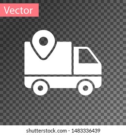 White Delivery tracking icon isolated on transparent background. Parcel tracking.  Vector Illustration