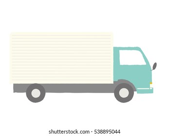 White delivery truck. Flat vector illustration. Isolated on white background cartoon lorry truck.