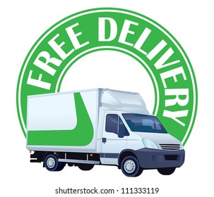 White Delivery Truck In A Green Sign - Free Delivery