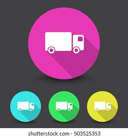 White Delivery Truck icon in different colors set