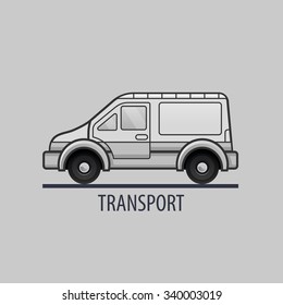 White delivery truck icon. Flat style. Clean vector illustration