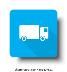 White Delivery Truck icon on blue web button