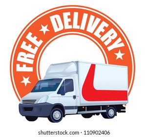 White delivery truck in a sign free delivery