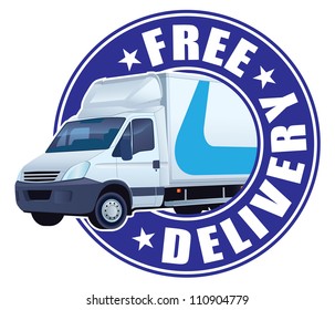 White delivery truck in a sign free delivery