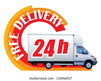 White Delivery Truck Sign Free Delivery Stock Vector (Royalty Free ...