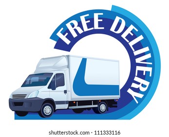 White delivery truck in a sign free delivery