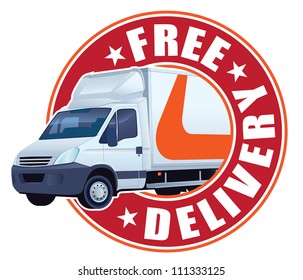 White delivery truck in a sign free delivery