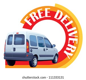 White delivery truck in a sign free delivery