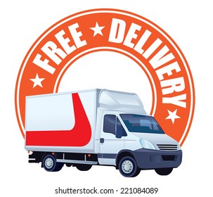 White delivery truck in a sign free delivery