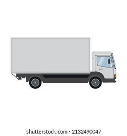 White delivery van. Express delivery services commercial truck. Flat vector illustration.
