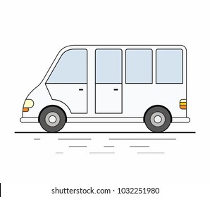 White Delivery Van on white background