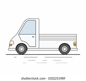 White Delivery Van on white background