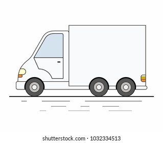 White Delivery Van on white background