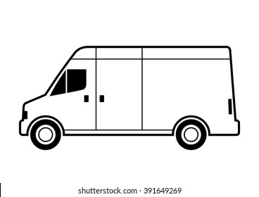White delivery van on white background 
