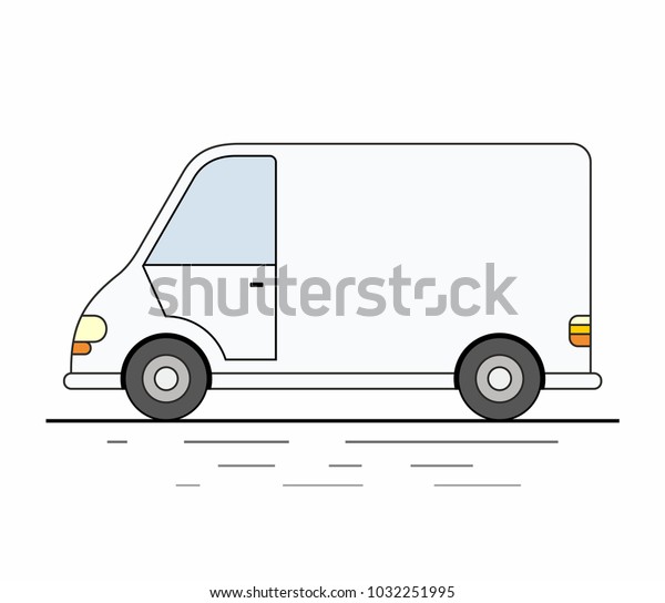 White Delivery Van on\
white background