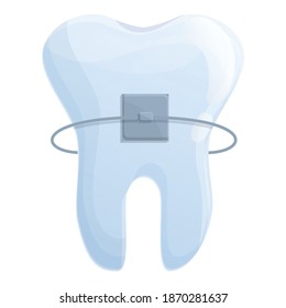 White dental braces icon. Cartoon of white dental braces vector icon for web design isolated on white background