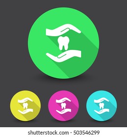 White Dental Care icon in different colors set