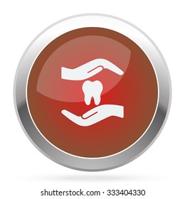 White Dental Care icon on red web app button