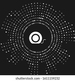 White Dental floss icon isolated on grey background. Abstract circle random dots. Vector Illustration