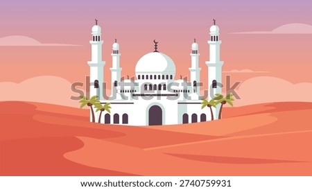 White Desert Mosque Under Soft Sunrise