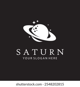 white design of planet saturn with stars isolated on black background