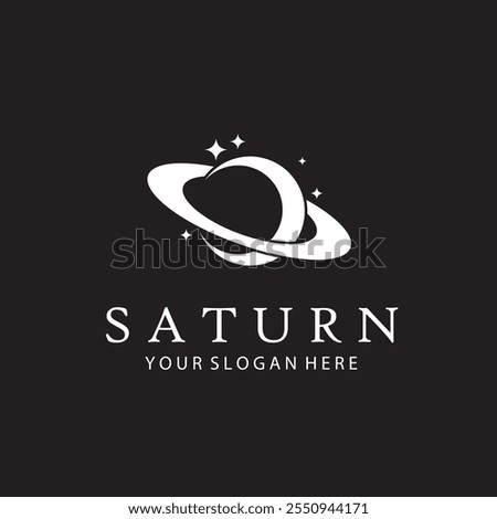 white design of planet saturn with stars isolated on black background