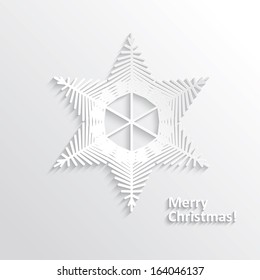 White Design Snowflake on White Background, Element for Design, Vector Illustration EPS10