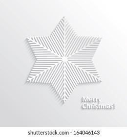 White Design Snowflake on White Background, Element for Design, Vector Illustration EPS10