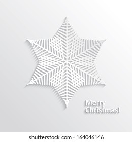 White Design Snowflake on White Background, Element for Design, Vector Illustration EPS10
