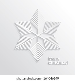 White Design Snowflake on White Background, Element for Design, Vector Illustration EPS10