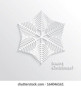 White Design Snowflake on White Background, Element for Design, Vector Illustration EPS10