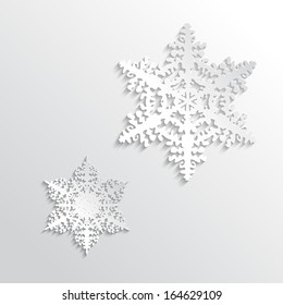 White Design Snowflake on White Background, Element for Design, Flat design. Vector Illustration EPS10