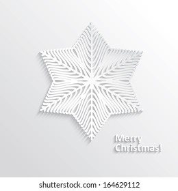 White Design Snowflake on White Background, Element for Design, Flat design. Vector Illustration EPS10