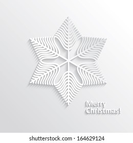 White Design Snowflake on White Background, Element for Design, Flat design. Vector Illustration EPS10