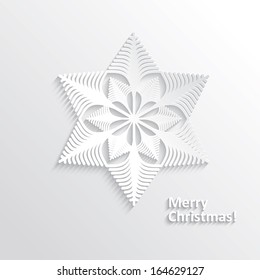 White Design Snowflake on White Background, Element for Design, Flat design. Vector Illustration EPS10