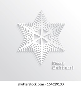White Design Snowflake on White Background, Element for Design, Flat Design. Vector Illustration EPS10