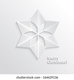 White Design Snowflake on White Background, Element for Design, Flat Design. Vector Illustration EPS10