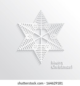 White Design Snowflake on White Background, Element for Design, Flat Design. Vector Illustration EPS10