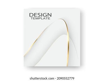 White design template decorated with black letters and golden lines. For brochure covers, flyers, posters, layouts, beautiful typography. triangle graphic design