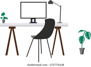 A white desk in a house 