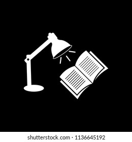 White desk lamp and an open book - Table lamp with open book icon